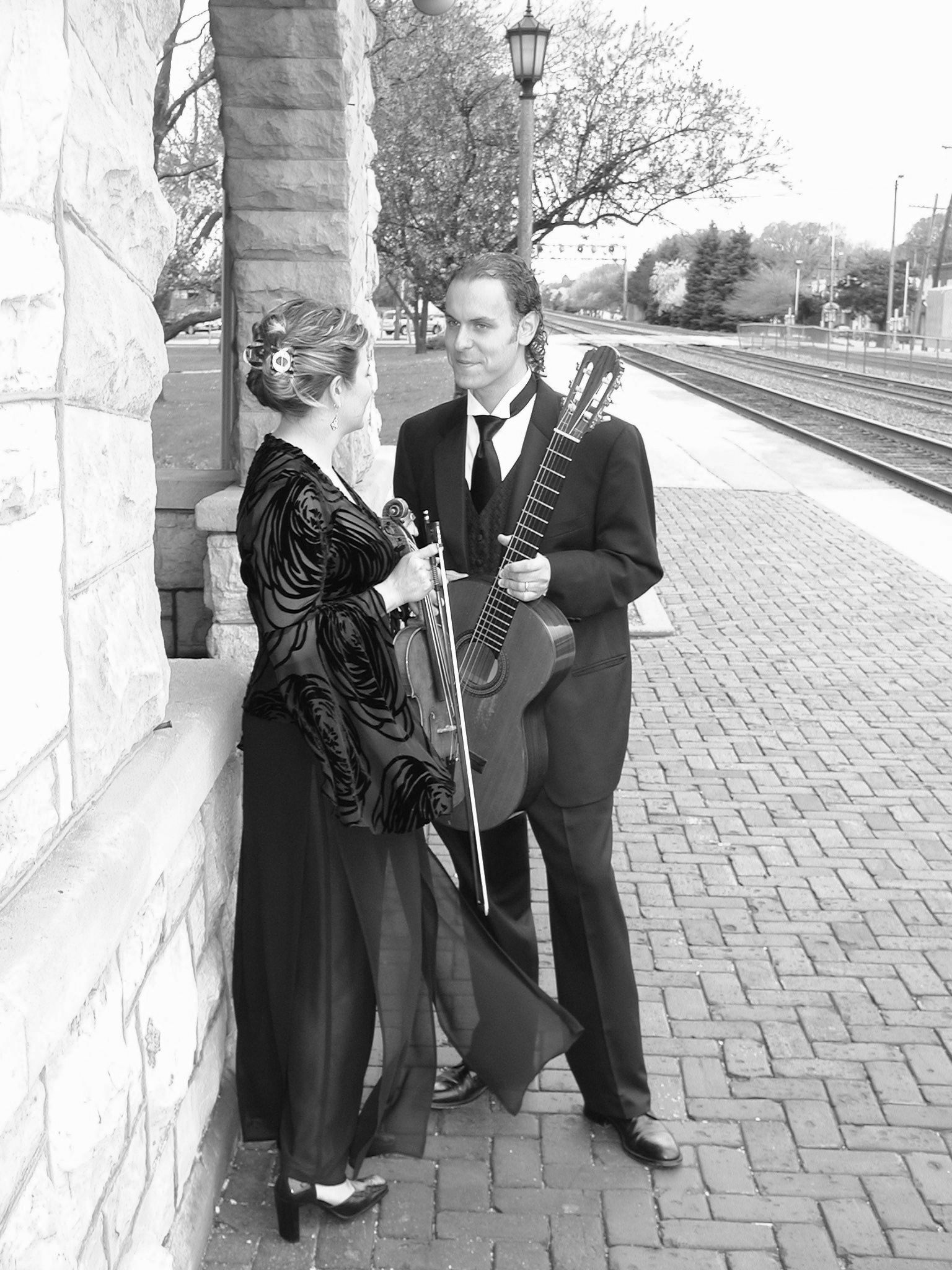 Sherri and Jason on a station platform